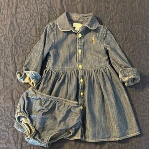 Ralph Lauren Toddler Denim Button-Front Dress with Bloomer Set